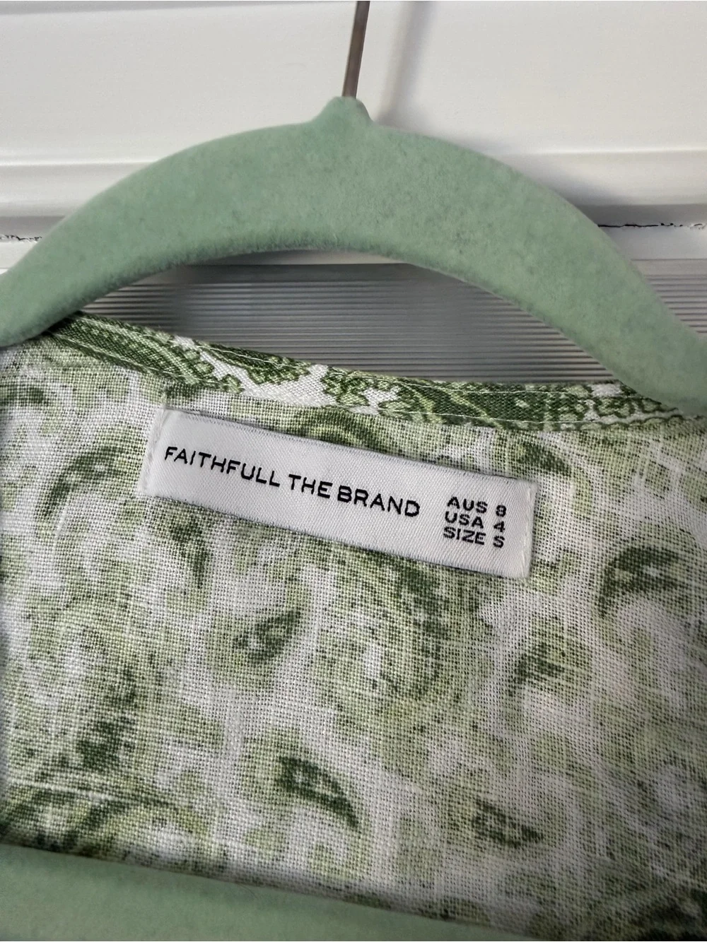 Faithfull the Brand Green Paisley Tie-Front Crop Top
